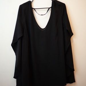 COPY - COPY - Torrid 4 black caped blouse short sleeve